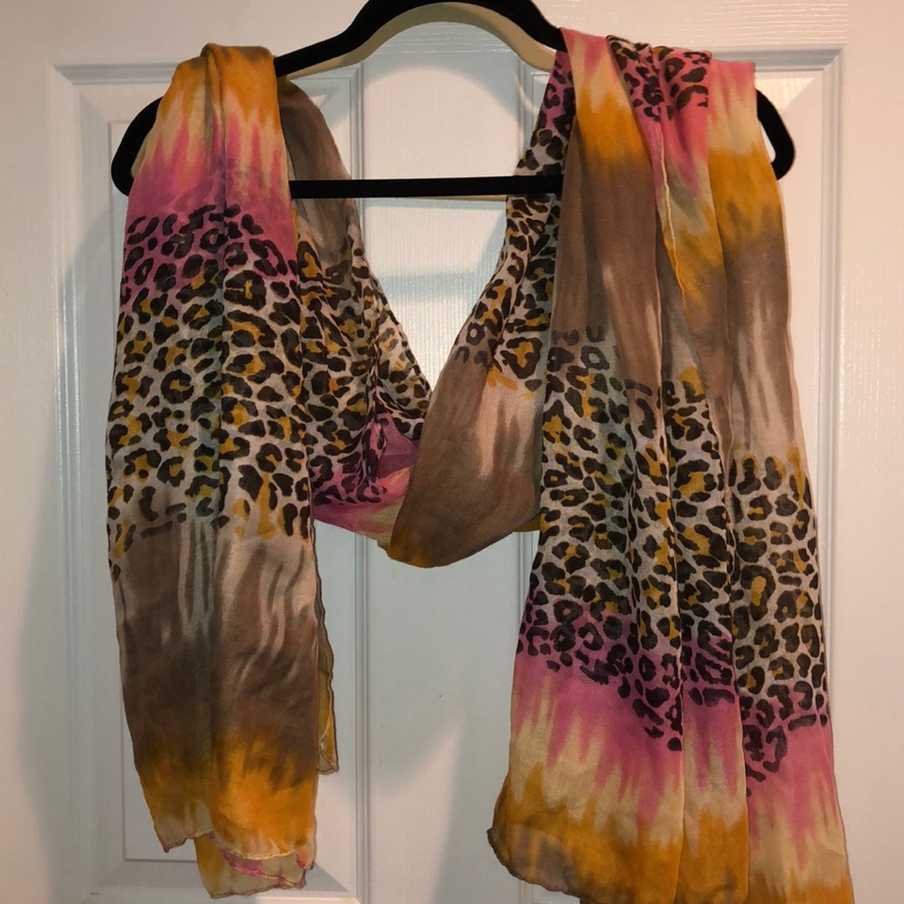 Tie-dye Leopard Print Scarf